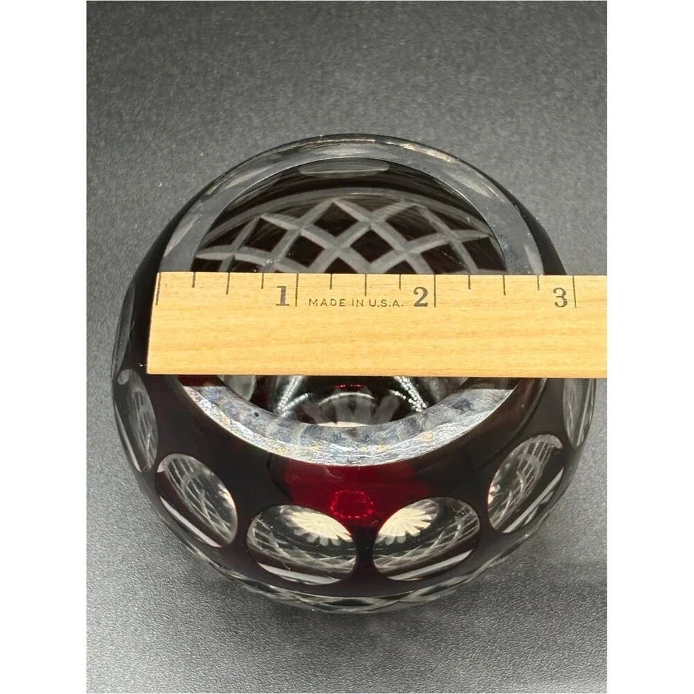 Vintage Bohemian Black Cut to Clear Crystal Votive Candle Holder BEAUTIFUL